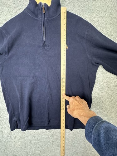 Polo Ralph Lauren Sweater Mens Large Navy Estate Rib 1/4 Zip Embroidery Pony - Picture 9 of 10