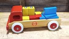 Vintage 14 Piece Heros Wooden Pickup Truck Wagon Play Set Germany
