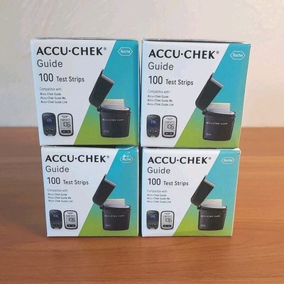 400 Accu-Chek Guide Blood Glucose Test Strips Exp 1/9/28 NIB 100 Count ×4 
