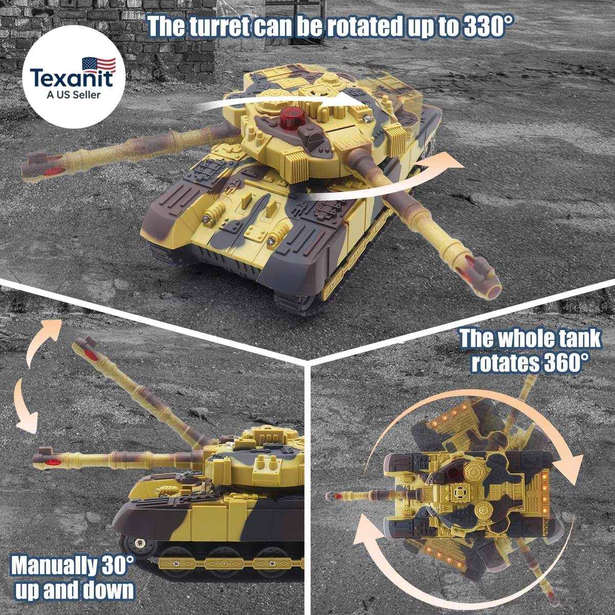 Taigen Handgeschilderde Sherman Rc Tank - 360 Torentje En Metalen Onderdelen
