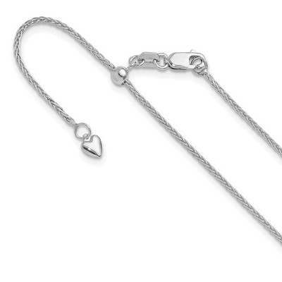 14K Weißgold verstellbare 1,4 mm Weizen Kette Halskette 4,7 g Herren Damen