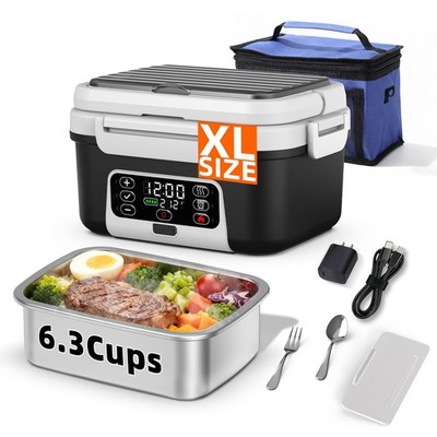 XL 6.3-Cups Cordless Electric Heated Lunch Box for Adults, 20000mAh AA, AA 