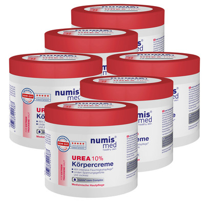 numis med 6x Urea Creme 10% 400 ml - Körpercreme für sehr trockene Haut 