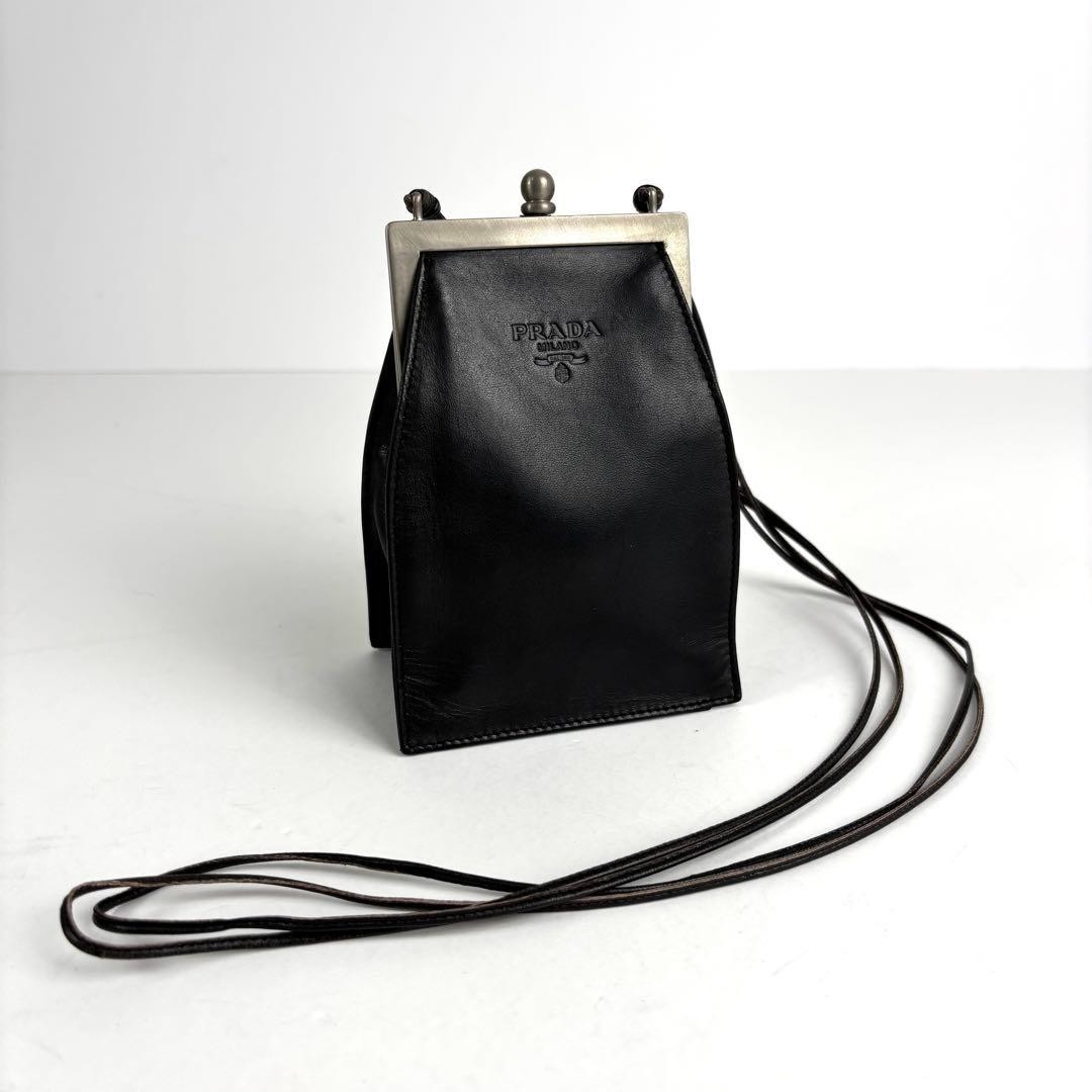 PRADA Nappa Taffetas Frame Shoulder Bag Black AW1996 Archive W 