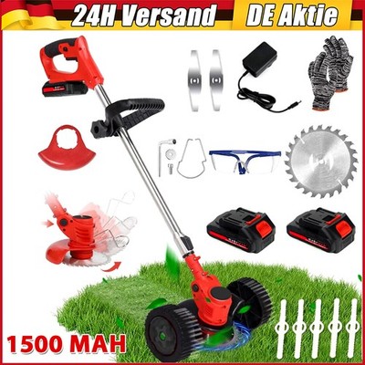 1200W Elektro Akku Rasentrimmer + 2 Akku und Ladegerät Freischneider Motorsense