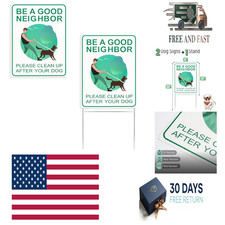 Clean Up After Your Dog Signs, 9" x 12", 2 Pack with 1 Metal Stake | No Dog Poop