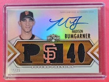 Madison Bumgarner 2012 Topps Triple Threads Gold On-Card Auto Patch /25