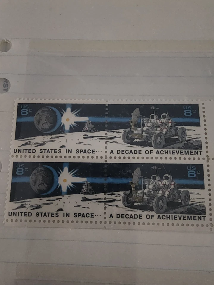 1971 Space Achievement Block of 8c Postage Stamps, Scott# 1434-1435 Unused -I1 - Image 3 of 4