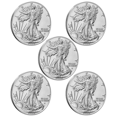 #ad FIVE 5 2026 SILVER AMERICAN EAGLES 1 OZ BULLION COINS LOT $58.00