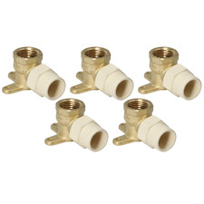 5 Pack XFITTING 1/2" Female NPT x 1/2" CPVC Drop Ear Elbow, Lead Free Brass
