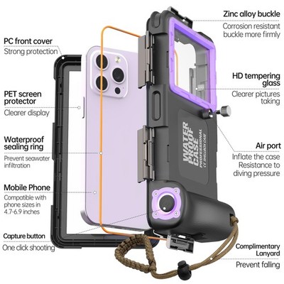 ShellBox Case Diving 2nd Gen for iPhone 17/16/15/14/13 Pro Black-purple 