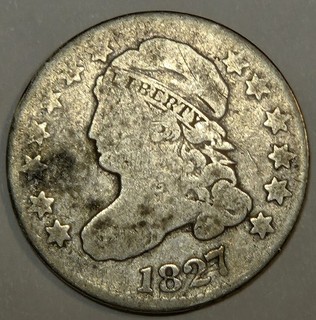 1827 USA SILVER CAPPED BUST DIME KM 42 N 27521 ORIGINAL POINTED 1 REVERSE
