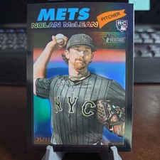 2026 Heritage Baseball Chrome Black 26/77 Nolan McLean RC jersey number match 