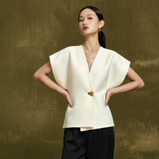 French Fashion Shirt Women's 2025 Summer New Style Slim Asymmetric Suit Vest Top