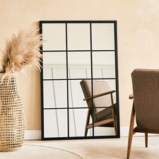 Metal Frame Glass Panel Window Mirror Wall Mounted 12 Panes Mirrors Home Garden