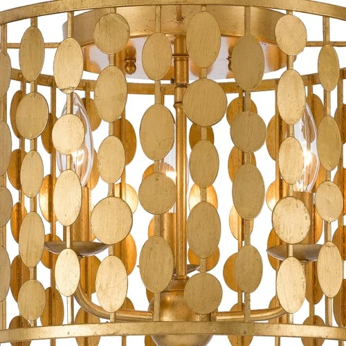 Crystorama Lighting Group 544 Layla 3 Light 15"W Flush Mount Drum - Gold - Picture 6 of 12
