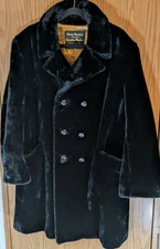 Borg-Alaskan Stanley Blacker Coat Black Faux Fur Size 42