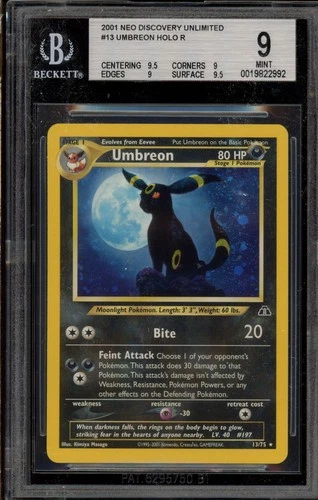 Pokemon Umbreon Neo Discovery Unlimited Holo Rare #13 BGS 9 Mint