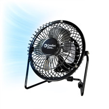 Comfort Zone 4" Metal Portable Desk Fan, Dual Powered USB or Power Cord 