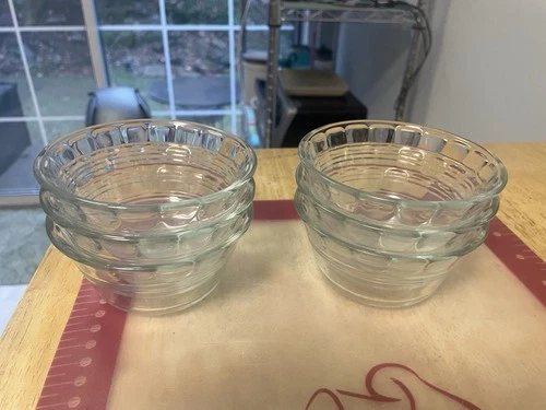 Pyrex Corning 463 Custard Cup Scalloped Edge 175ml Vintage Set Of 6