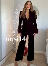 ZARA NEW WOMAN WOMAN BURGUNDY VELVET WIDE-LEG PANTS MAROON XS-XL 9548/816/605