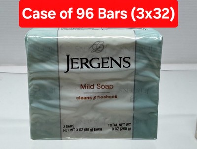 Jergens Mild Bar Soap 3oz, 3-Pack X 32 (LOT of 96 Bars) W/ Tallowate & Tallow 