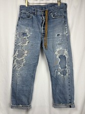 Vintage 70s Levi's 501 Repaired Selvedge Red Line Small e 6 Denim Jeans 33x29