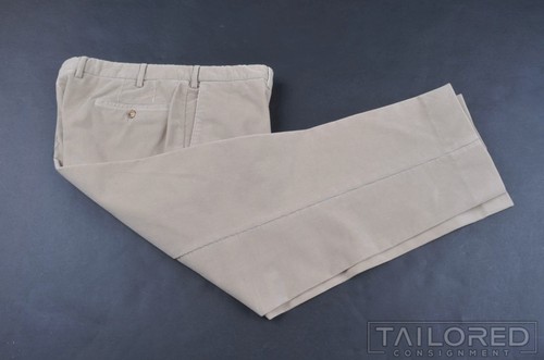 INCOTEX Beige Corduory Cotton Flat Front Luxury Pants Trousers - EU 56 / US 38