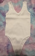 Dynamic White Seamless Ribbed V-Neck bodysuit - OS