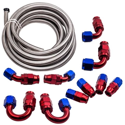AN10 10AN Tressé Carburant Ligne Kit Raccord de ligne d'huile Kit 20FT / 6M - Photo 1/4