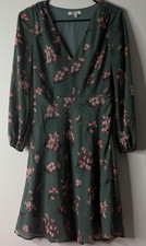 Madewell Marguerite Dress Butterfly Garden Green Floral V-Neck Mini Sz 0