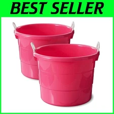 2-Pack 18 Gallon Pink Utility Tub with Rope Handles - Versatile Storage Solution
