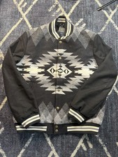 Pendleton Indian THOMS KAY Navajo Print Black Wool Bomber Jacket Men's L