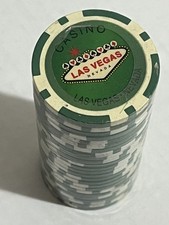 Casino Poker Chips 25 Las Vegas Nevada Green Collectible Souvenir Gambling
