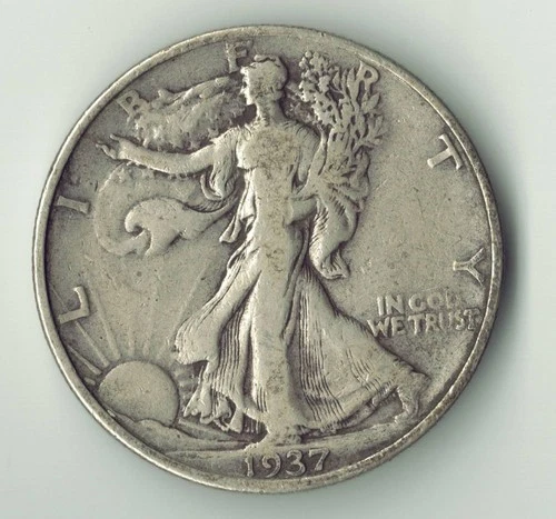 1937 Walking Liberty Half Dollar – 90% Silver – Philadelphia – VF Circulated