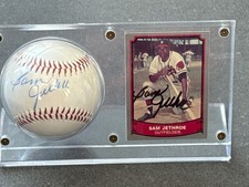 Sam Jethroe Autographed Baseball and Card