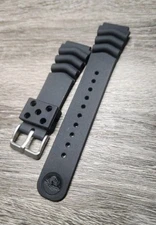 Black Seiko 22mm Rubber Dive Watch Strap 22 mm Sport Bracelet Diver