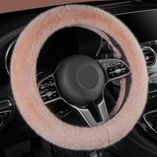 LACDL Fuzzy Winter Steering Wheel Covers for Women, Warm Cute Fluffy Car Wheel