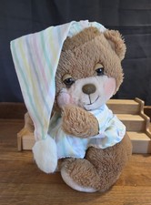 VTG Fisher Price 1985 Teddy Beddy Bear 10" Bedtime Plush Striped Pjs  Nite Cap