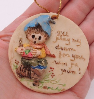 Vintage La Berge Christmas Ornament Little Drummer Boy RARE 1988 Round Resin 3D