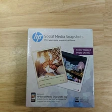 HP Social Media Snapshots Sticky Back Photo Paper 4 x 5 printer paper brand new
