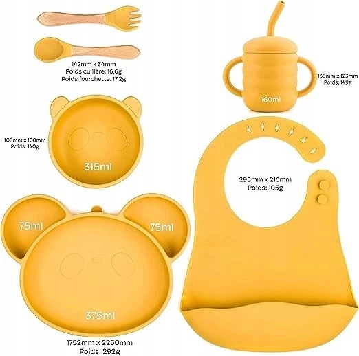 Silikon Kindergeschirr Set Rutschfest mit Saugnapf Baby Esslernset BPA-frei - Bild 4 von 4