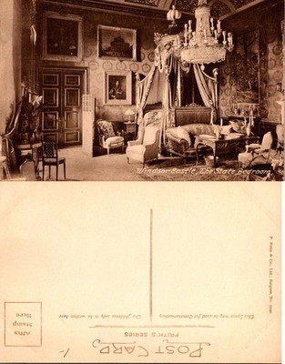 Windsor Castle The State Bedroom Postcard Friths Series Sepia Unposted Vintage