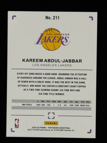 2024-25 Panini Photogenic Kareem Abdul-Jabbar 8/99 Legends #211 - Picture 2 of 2