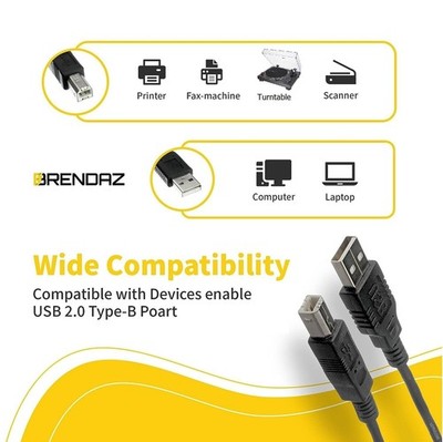 Usb Printer Cable With A Male To B Male High Speed Printer Scanner Cord Compatib