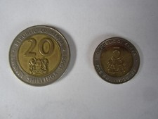20 Shillings 1998, 5 Shilligs 1997, Kenia