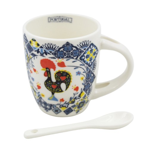 Gallo portoghese & Azulejo - Tazza da espresso in ceramica con set cucchiaio - Foto 5 di 5