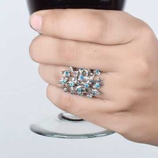 Apatite Silver Ring 925 Sterling Neon Gift Jewelry Gemstone Mother Mother's Day