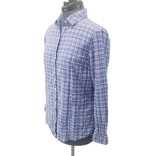 J. McLaughlin blue plaid women's button down shirt medium - Bild 2 von 9