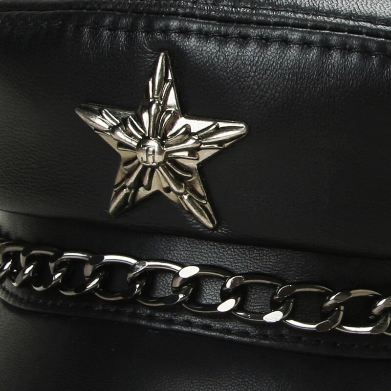 Men's Women's Real Leather Military Service Cap Beret Navy/Army Flat Caps/Hats - image 4 of 4